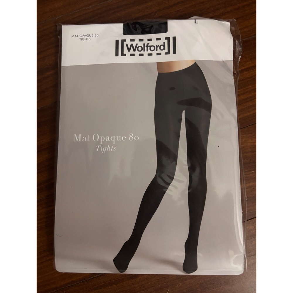 WOLFORD Tights Black Mat Opaque 80 Size L 18420 7005 new